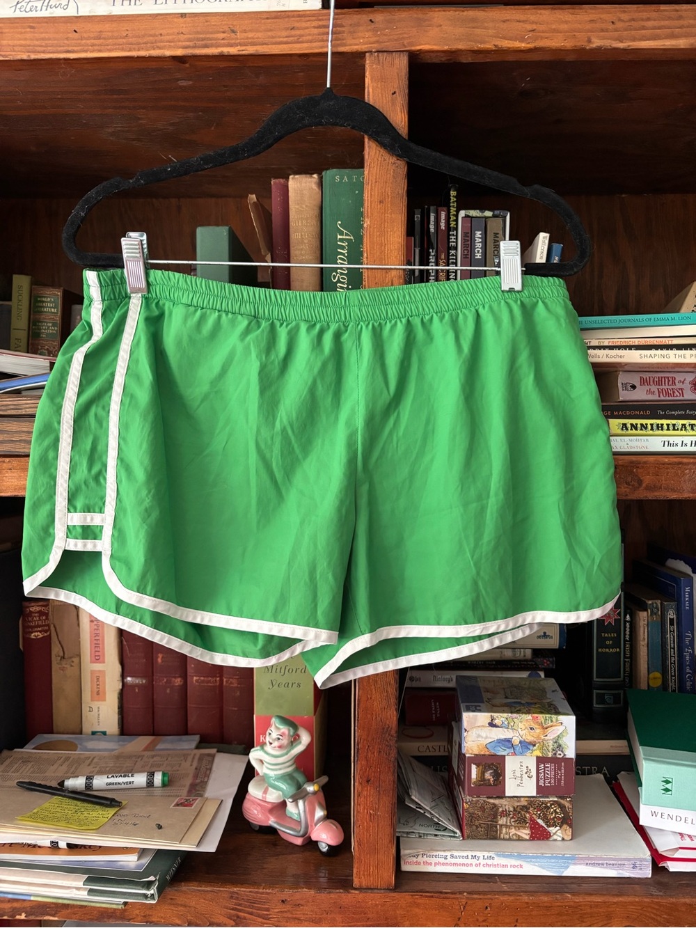 Old Navy Bright Green Athletic Shorts with White Trim